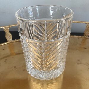 Ralph Lauren Herringbone pattern lead crystal Old Fashioned glass.